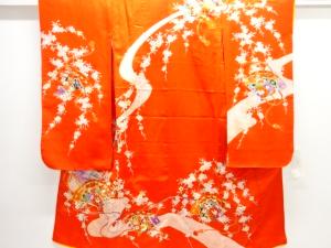 枝垂桜に桧扇模様刺繍子供着物（重ね衿付き）